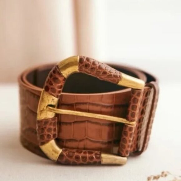 Sezane Accessories - Sezane Sophie Belt; Croco Cognac; size 80;